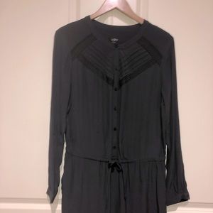 LOFT Long Sleeve Romper Charcoal Grey Sz M